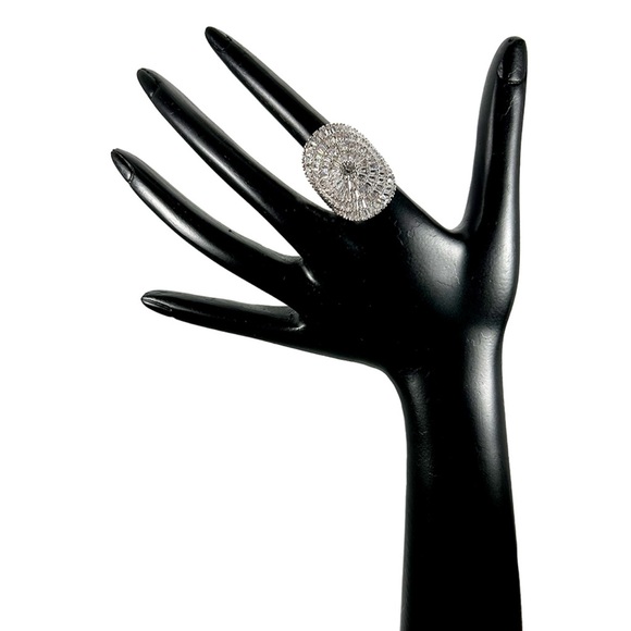 Gypsophila Ring Whispers Elegance Shiny Cubic Zirconia Sparkly Halo Ring - Picture 11 of 12